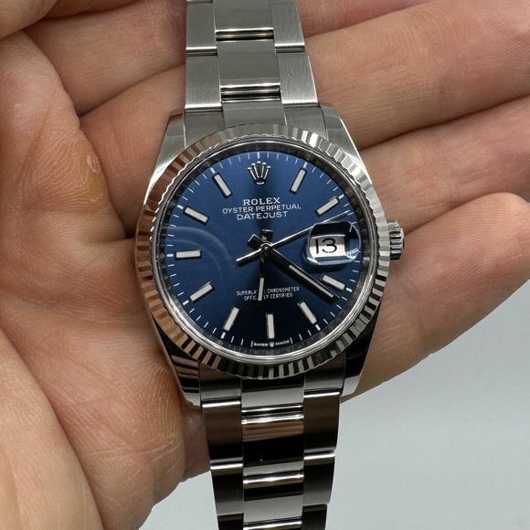 Rolex New Style Datejust Stainless Steel Blue Index 116234